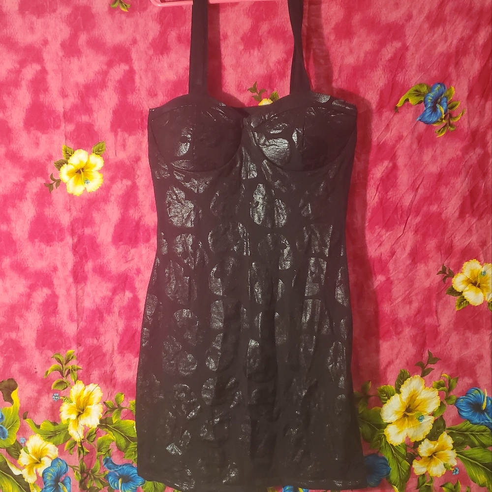 Tight Black Dress • Iron Fist • Small • Skull Print